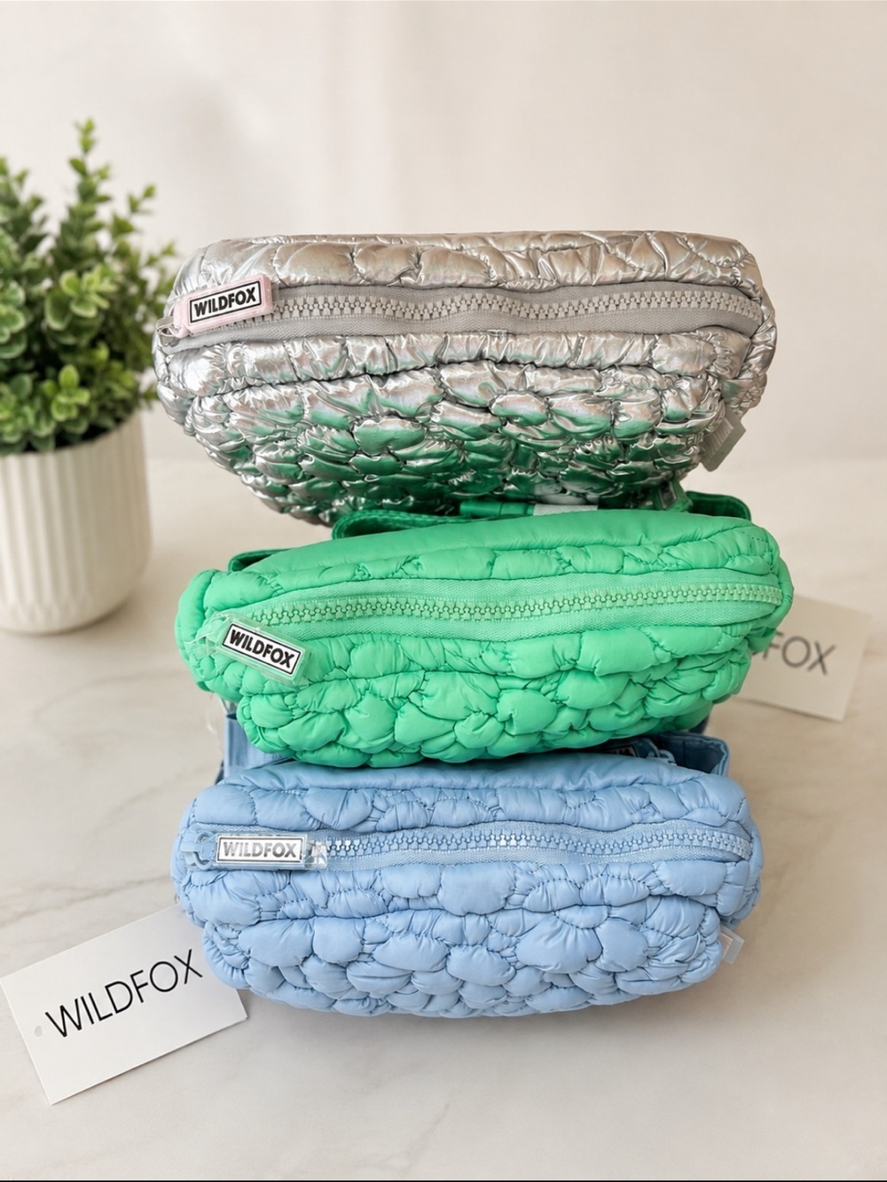 Wildfox Quilted Pouch in Blue, Green or Silver (your choice of one (1) ) - Picture 3 of 3